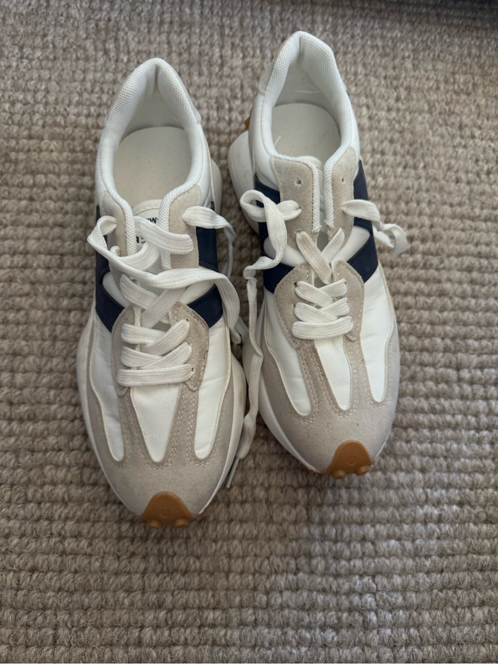 Womens Cream and Navy Casual Sneakers